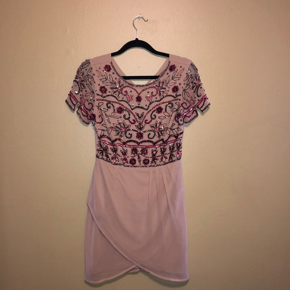 Frock & Frill Sequined Blush Cocktail Dress, US 6